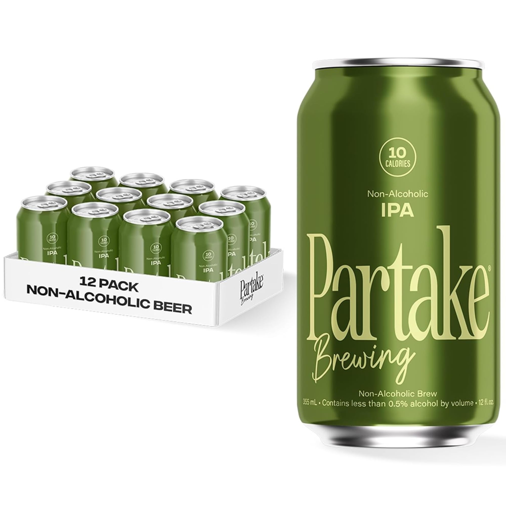 Partake Brewing Craft Non Alcoholic Beer, IPA 12 Pack x 12 Fl Oz Cans - Low Calo