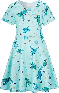 RAISEVERN Baby Girls Summer Short Sleeve Casual Dress 2-9 Years