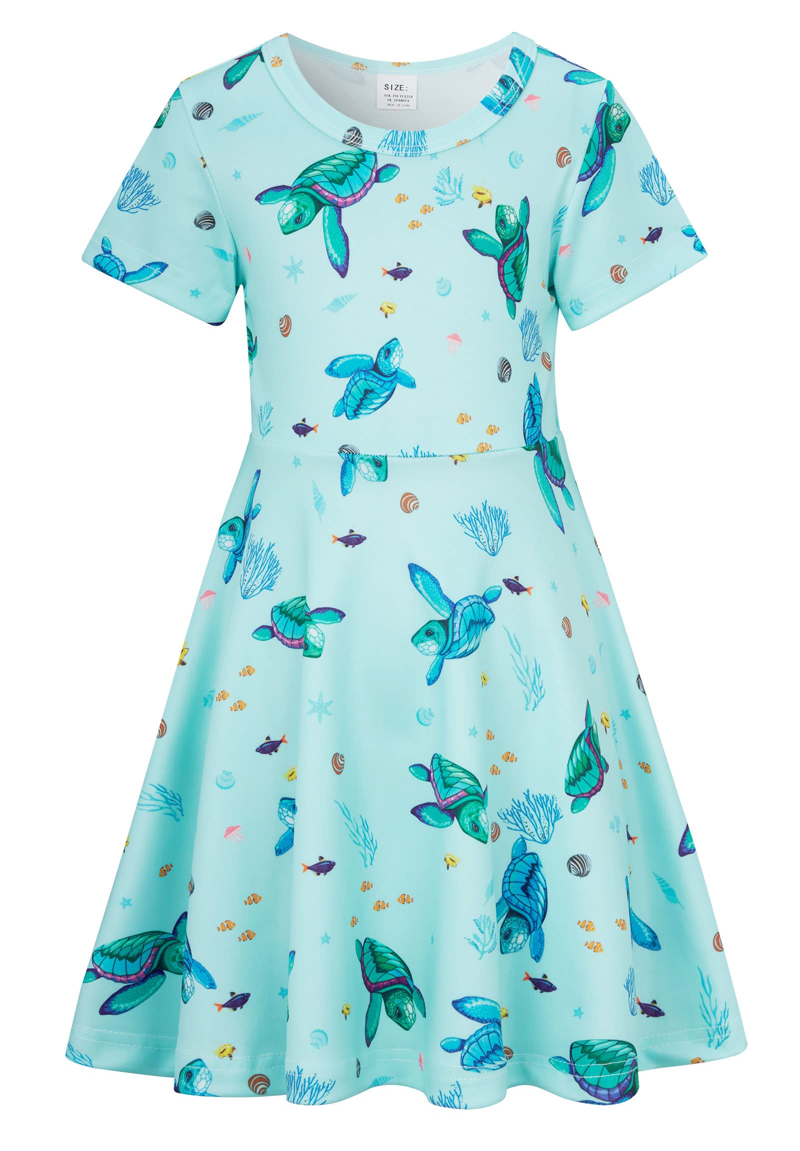 RAISEVERN Baby Girls Summer Short Sleeve Casual Dress 2-9 Years