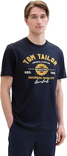 TOM TAILOR Men Organic Cotton Printed Logo T-Shirt