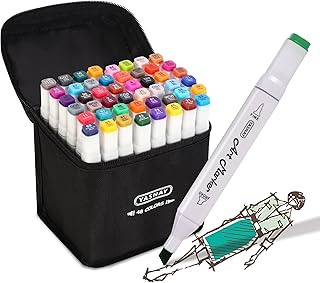 YASNAY Alcohol Markers 48 Colors Dual Tip Fine & Chisel Art Markers Set | Confirm to ASTM D4236 Refillable Permanent Alcohol Based Markers Set for Artists Beginners Drawing Illustration Sketching