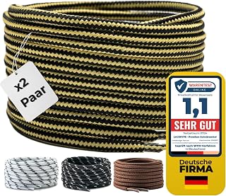 LaceHype 2 Pairs - Premium Round Shoelaces [Ø 4 mm] for Work Shoes, Boots, Outdoor Shoes and Sports Shoes, Replacement Shoelaces Tear-Resistant Polyester