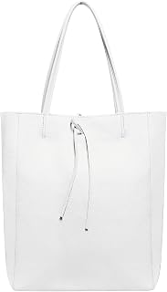 Tote Bag in Soft Genuine Leather with Zip - Large Women's Shopper Bag for Travel & Work - Made in Italy