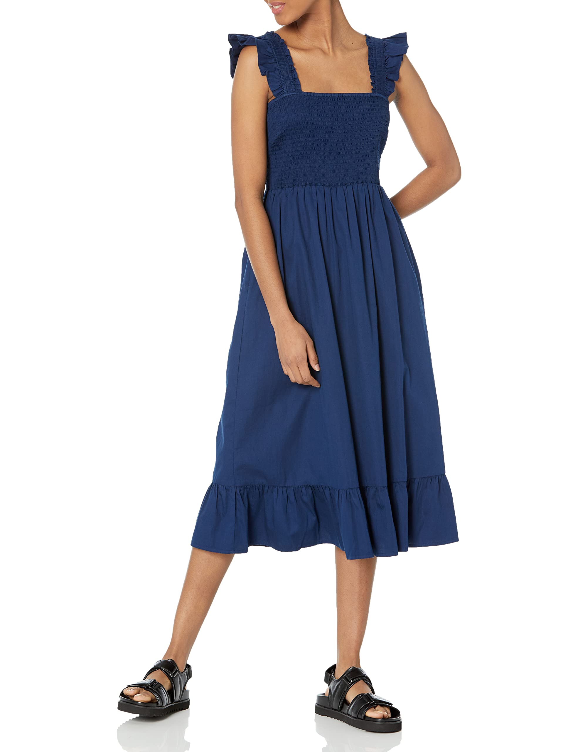 The Drop, Kimi Women's Ruffled Shoulder Smocked Midi Dress
