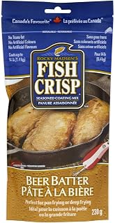 Fish Crisp Seasoned Coating Mix, Beer Batter, 230 g | Savoury Flavour, Pan or Deep Fry, Coats 2.3 lbs, Resealable Pouch, No Artificial Colours or Flavours, Kosher