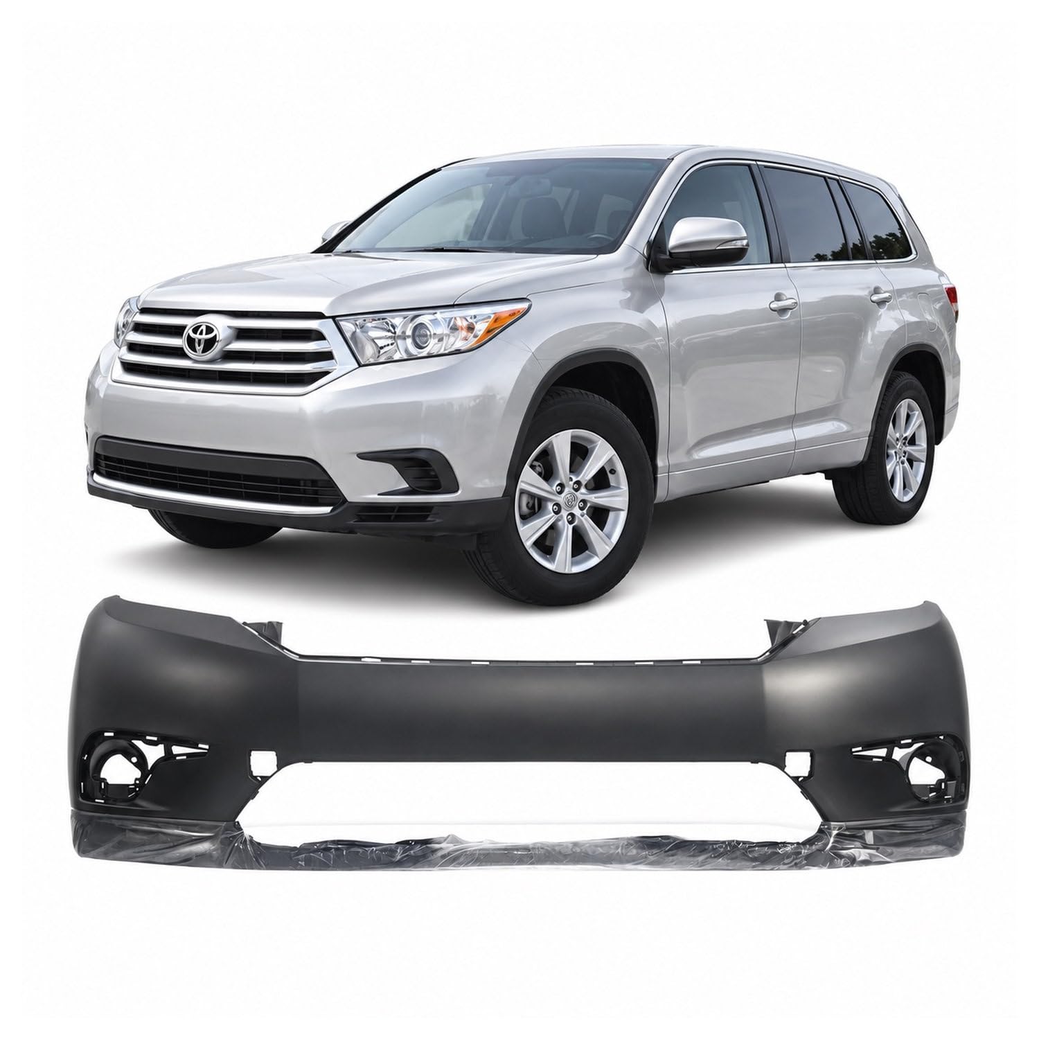 FitParts Compatible with Toyota Highlander 2011–2013 Front Bumper Cover | Primed