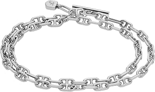 Fossil Women's Heritage D-Link Glitz Silver-Tone Brass Chain Tennis Bracelet