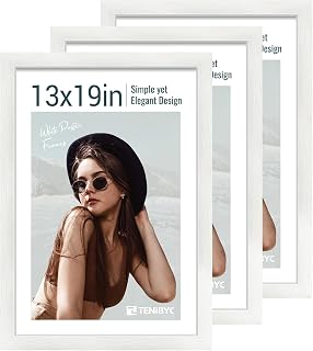 13x19 Picture Frame 3 Pack, White Wood, Real Glass, Wall Hanging