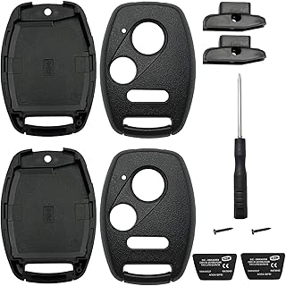 2 Pcs Key Fob Cover Replacement Case Compatible with Honda 2003-2012 Accord 2005-2006 CR-V 2006-2013 Civic 2009-2015 Pilot, Cutting Not Required, Keyless Entry Remote Key Fob Shell (2 Button)