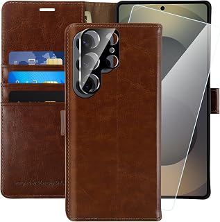 MONASAY Wallet Case for Samsung S25 Ultra with 3 Card Holders - Brown