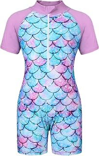 Swimming Costume Girls Swimsuit Kids One-Piece Rash Guard Swimwear 2-13Y