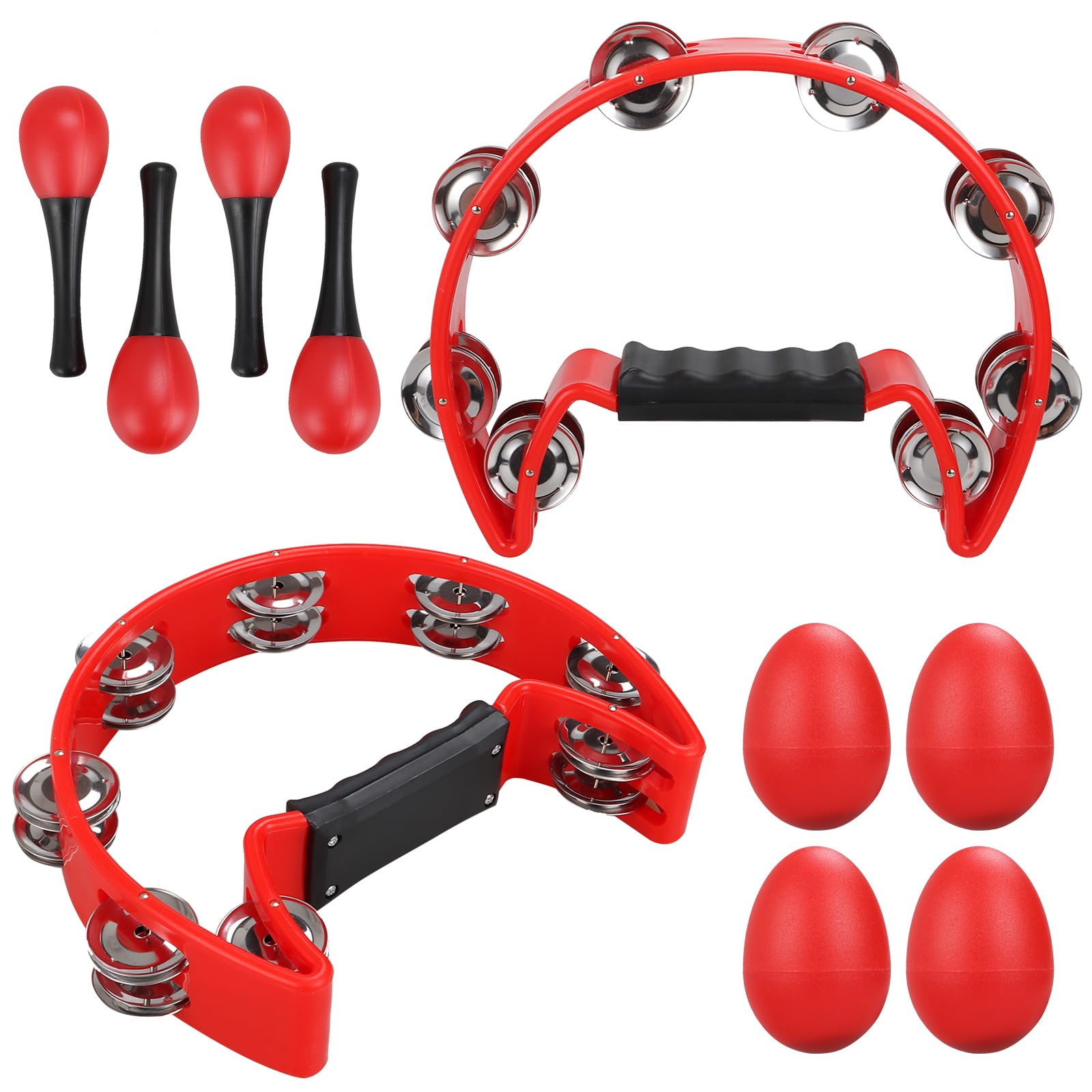 YOUNTHYE 2Pack Half Moon Tambourine Set, Single Row Tambourines for Adults with 