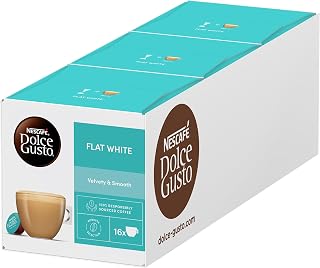 Nescafé Dolce Gusto Flat White Coffee Pods 16 Pods | Multipack of 3 | Velvety smooth coffee; responsibly sourced Robusta blend; creamy barista-style drink at home