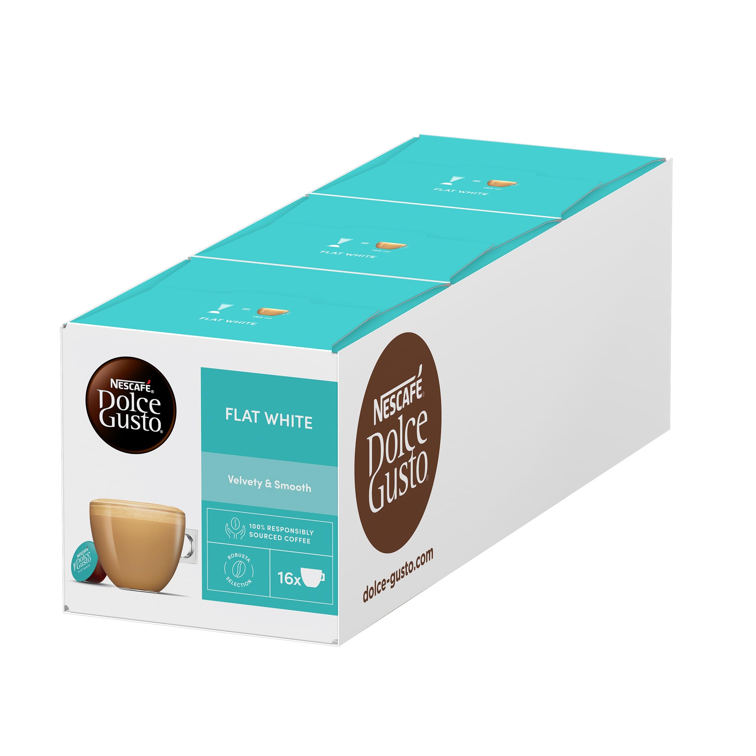 Nescafé Dolce Gusto Flat White Coffee Pods 16 Pods | Multipack of 3 | Velvety sm