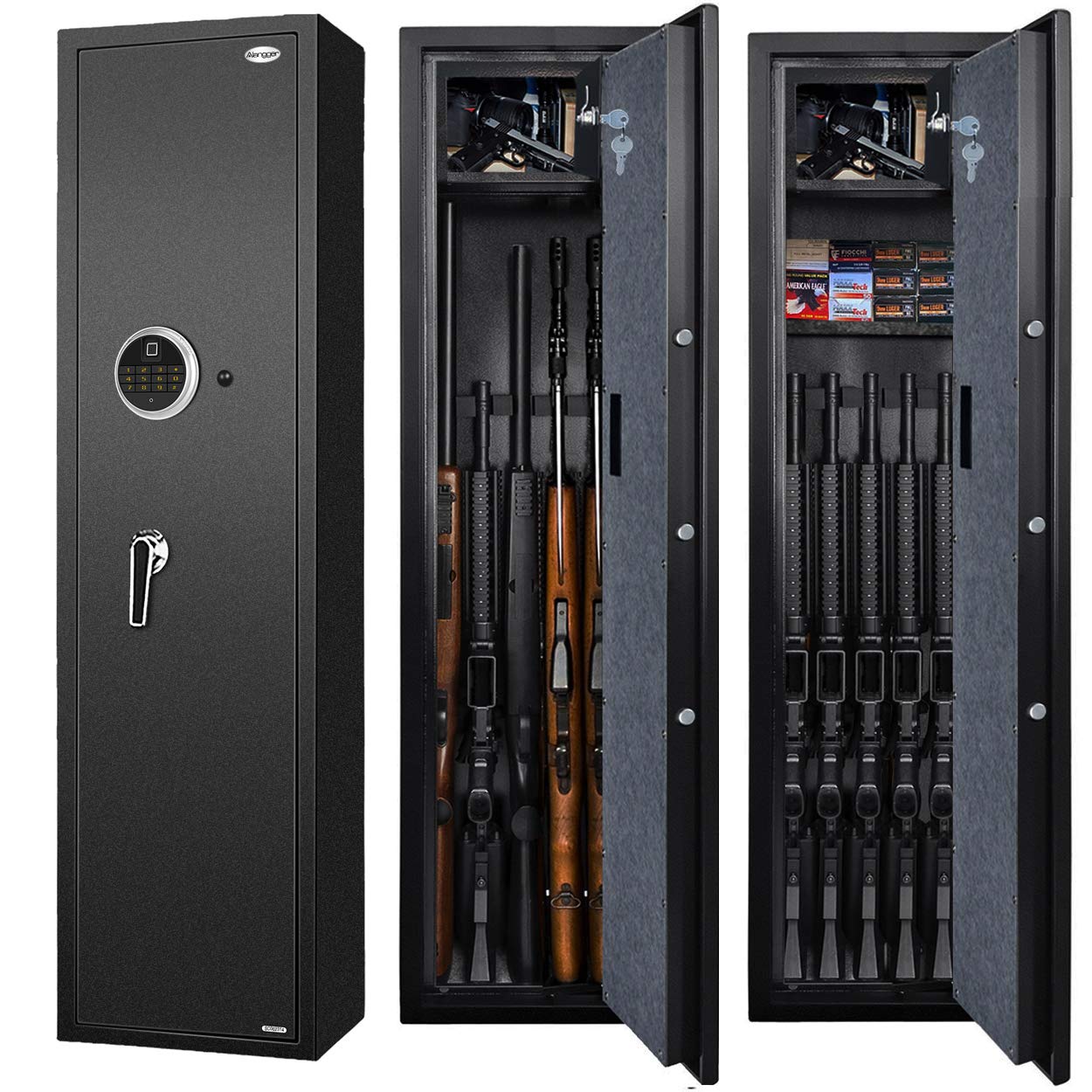 Langger V Biometric Rifle Gun Safe, Quick Access 5-Gun Large Fingerprint Shotgun