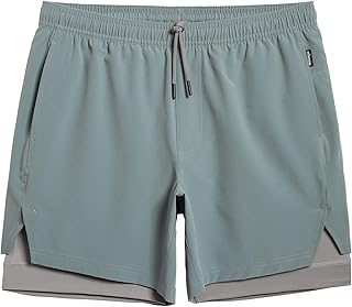 maamgic Men's 5 in One Compression Lining 2 in 1 Stretch Quick Dry Swimsuit with Zip Pockets