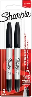 Sharpie Twin Tip Permanent Markers | Fine & Ultra-Fine Points | Black Ink | 2 Marker Pens