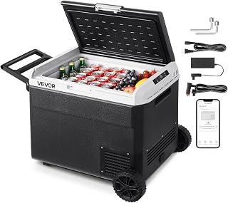 VEVOR 12 Volt Car Refrigerator, 63.4QT/60L Car Fridge, Portable Electric Cooler with Wheels and Handle, -4℉~68℉, 12/24V DC and 100-240V AC Compressor Freezer for Outdoor, Camping, Travel, RV