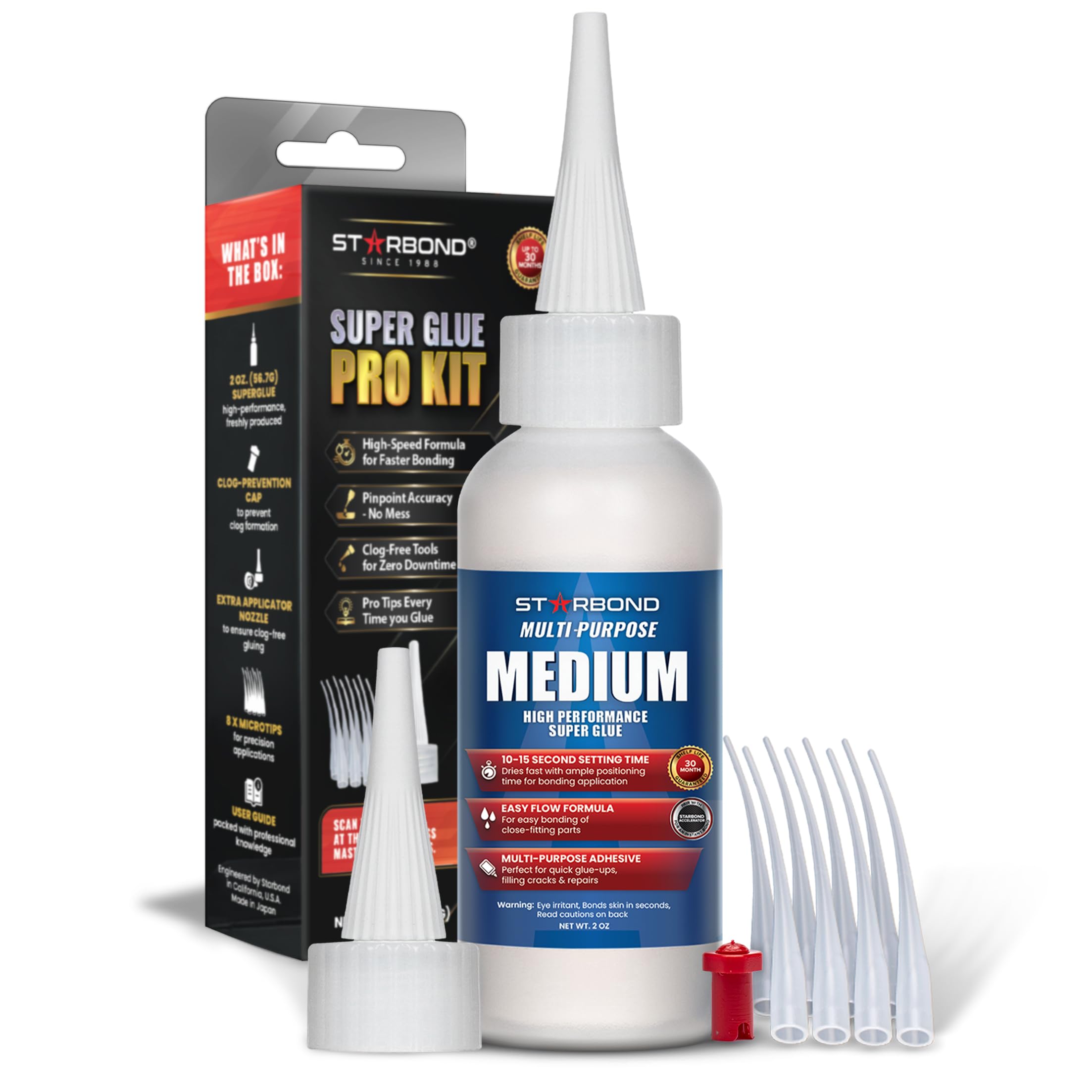 Starbond Medium Super Glue Pro Kit (2 oz) – Strong, Fast, All-Purpose CA Glue (C