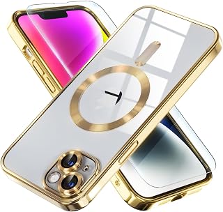 Misea Magnetic Case for iPhone 14 Compatible with MagSafe [Never Yellow] [Military Grade Drop Protection] Full Camera Lens Protection Soft Transparent Phone Case for Women Girls
