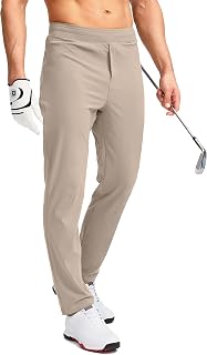 Pudolla Mens Golf Pants Stretch Jogging Bottoms with Zipper Pockets Slim Fit Work Casual Sweatpants for Men