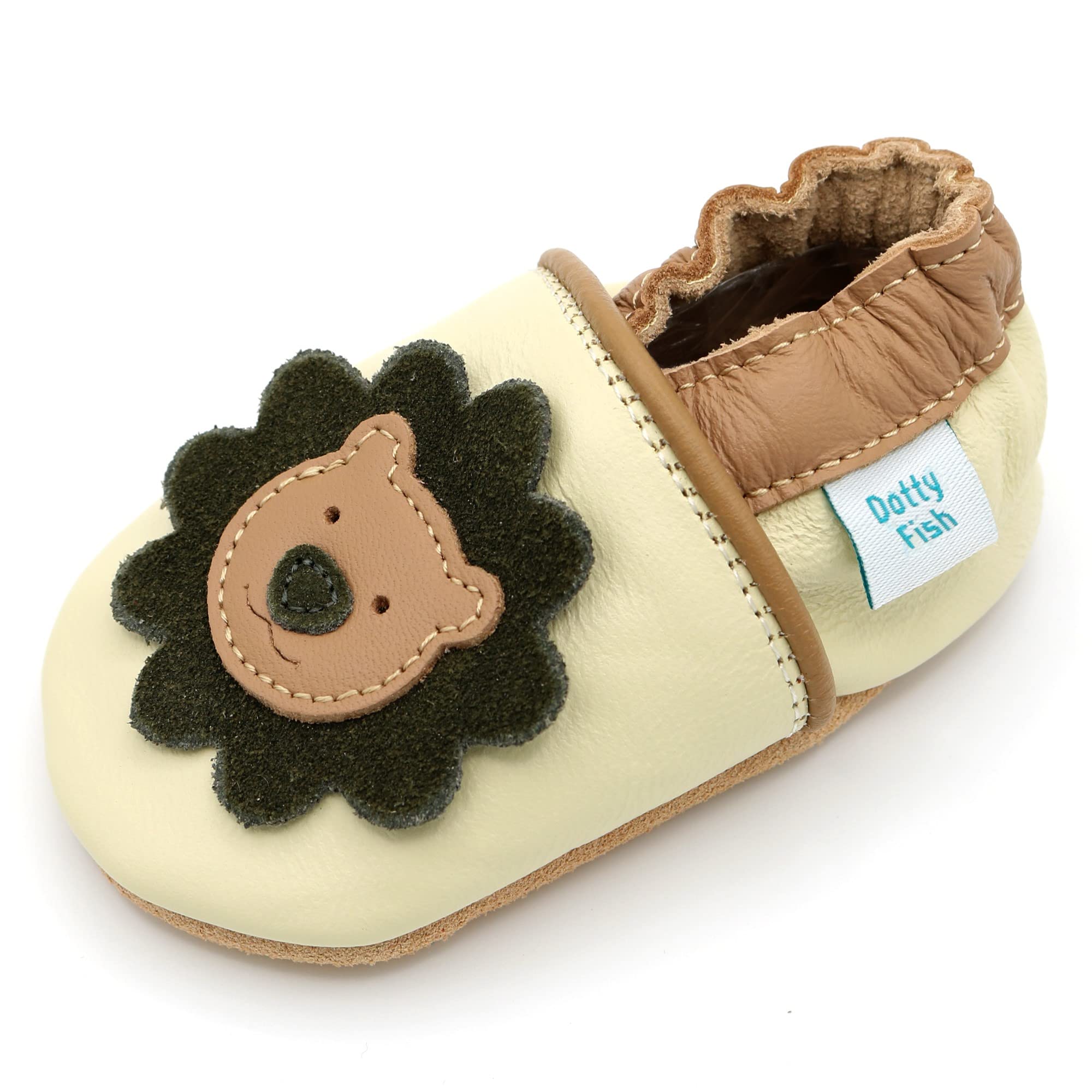 Dotty Fish Soft Sole Leather Baby Shoes - Barefoot, Non-Slip, Unisex | Lightweig
