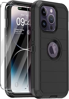 for iPhone 14 Pro Max Case with 2 Screen Protector,Full Body Shockproof Drop Protection Dust Proof Heavy Duty 3-Layer Military Rugged Durable Cover for Apple iPhone 14 Pro Max 6.7" (Black)