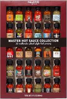Master Hot Sauce Gift Set, Gourmet Hot Sauce Sampler Variety Pack Set of 30 | Hot Sauce Challenge, Spicy Condiments, BBQ Accessories, Grill Master Gift, Foodie Gift, Tailgating & Heat Lovers