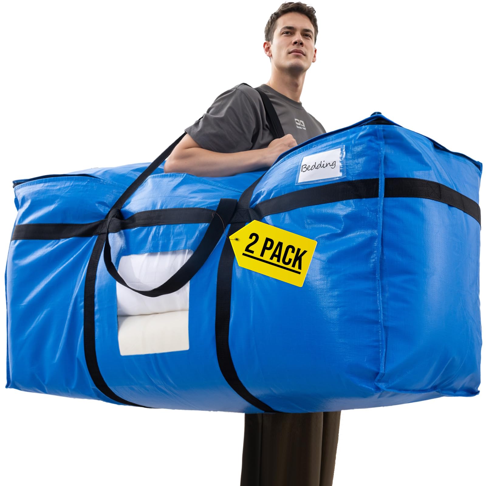 TAILI 2 Pack 69 Gallon Extra Large Storage Bags with Visible Window,Blue | XXL H