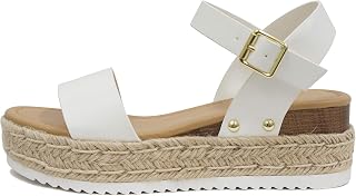 Soda Clip ~ Women's Open Toe Ankle Strap Platform Espadrille Sandal