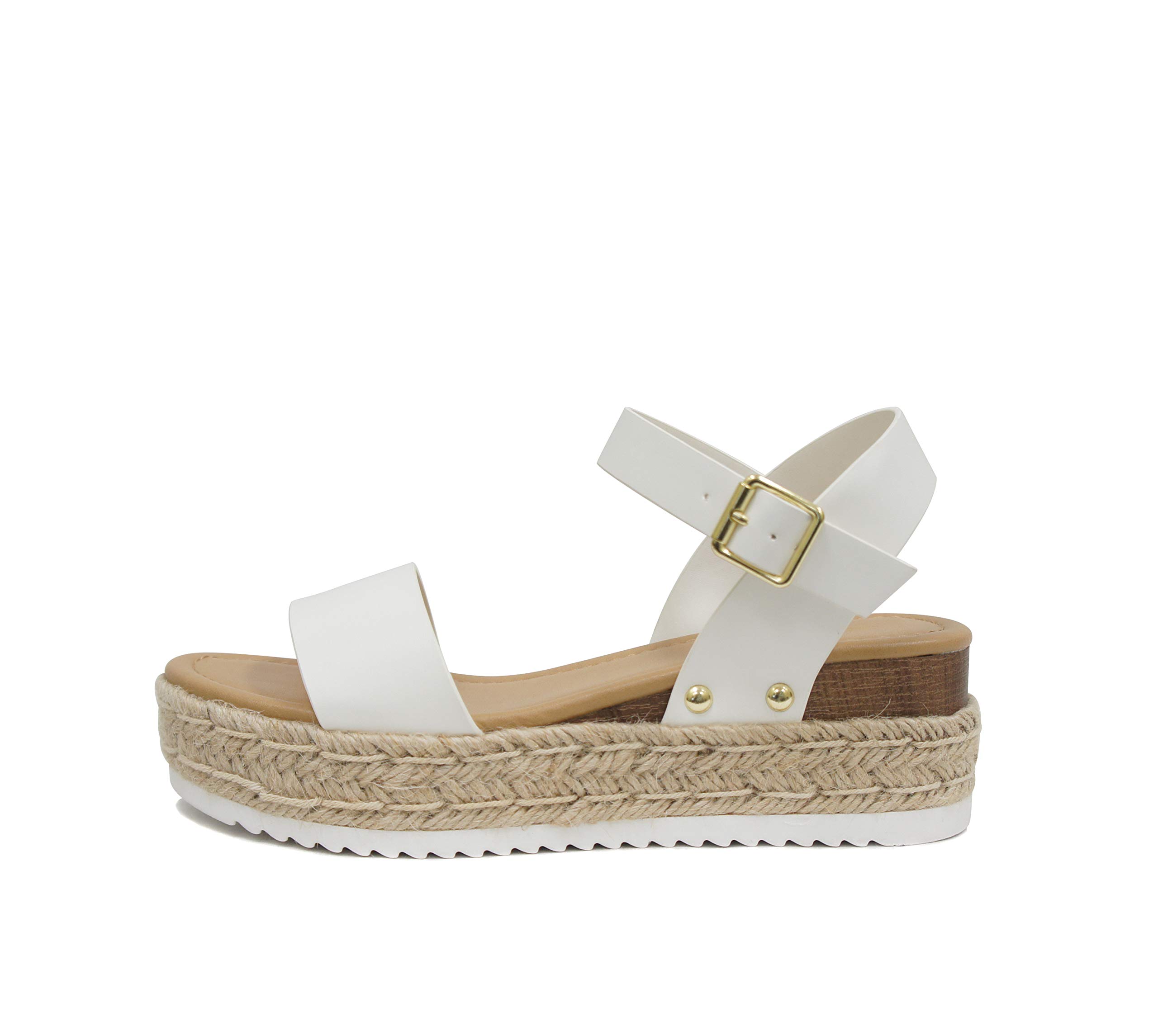 Soda Clip ~ Women's Open Toe Ankle Strap Platform Espadrille Sandal
