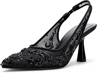 Women’s Wedding Shoes for Bride, 2.5 Inch Kitten Heels, Slingback Pumps, Rhinestone and Embroidered Bridal Heels, Elegant Dress Shoes for Evening and Parties