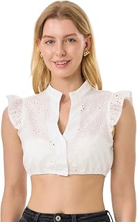 Dirndl Women's Long Sleeve V-Neck White Short Sleeve Elegant Lace Blouse