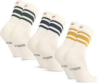 DANISH ENDURANCE Tennis Crew Socks, Cotton Sports Socks, 3 & 6-pack