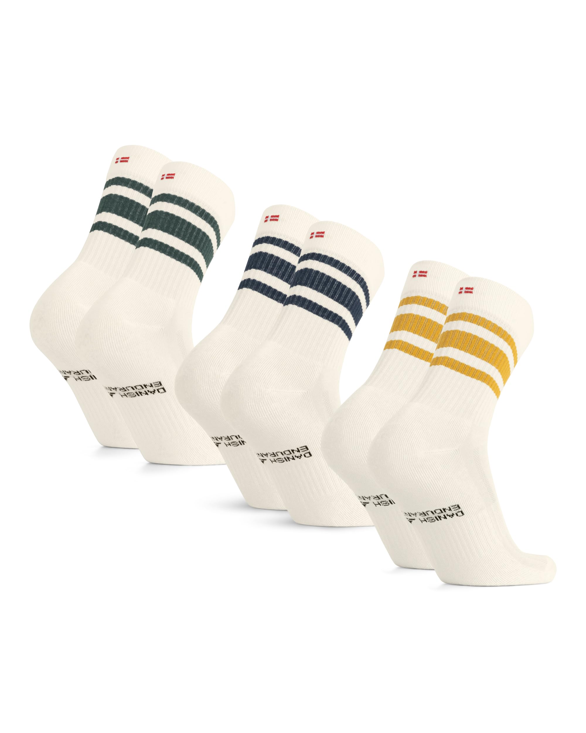 DANISH ENDURANCE Tennis Crew Socks, Cotton Sports Socks, 3 & 6-pack