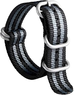 BINLUN Nylon Watch Strap 18/19/20/21/22/23/24mm Premium Ballistic Multicolor Watch Band Replacement for Men Women with Heavy Duty 5 Rings Stainless Steel Buckle