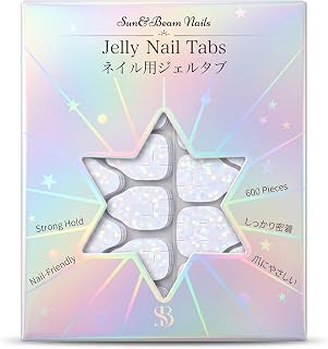 Sun&Beam Nails Jelly Nail Tabs for Press-On Nails 0.3mm Ultra-Thin Waterproof Adhesive 600pcs Strong Hold Double Sided Tabs for Finger (Standard Size)