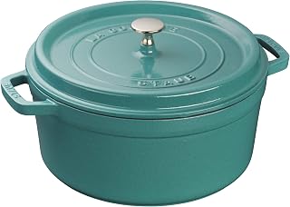 STAUB 5.5 qt Round Cast Iron Casserole Dish for 5-6 People Made in France Turquoise