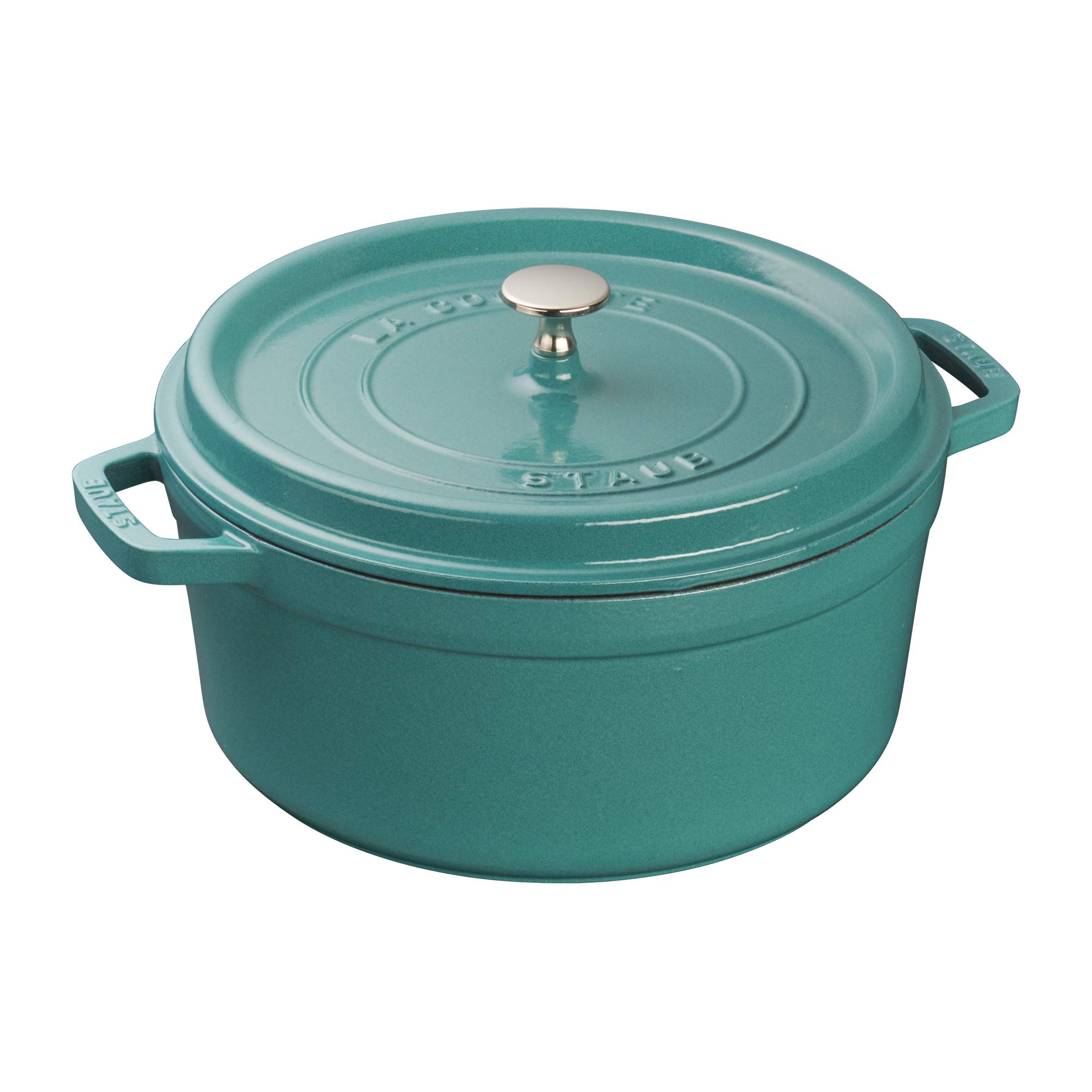 STAUB 5.5 qt Round Cast Iron Casserole Dish for 5-6 People Made in France Turquo