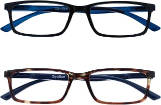 Opulize See – Blue Light Filter Glasses Narrow Frame Spring Hinges Improve Sleep Gaming Computer Anti-Glare Men and Women B9, Black / Brown
