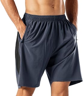 Kyopp Shorts for Men Casual Sports Shorts Workout Gym Running with Zipper Pockets Quick Dry Rugby Shorts