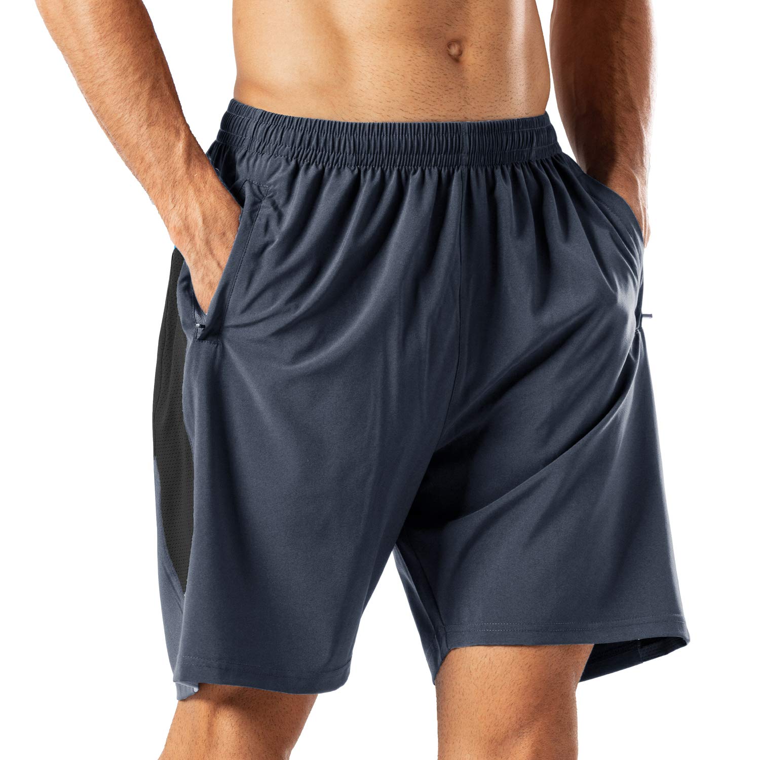 Kyopp Shorts for Men Casual Sports Shorts Workout Gym Running with Zipper Pocket