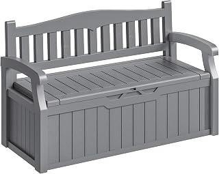 Homall 75 Gallon Outdoor Storage Benches Lockable Deck Box Waterproof | UV Resistant Storage Box for Patio Furniture, Tools, Cushions