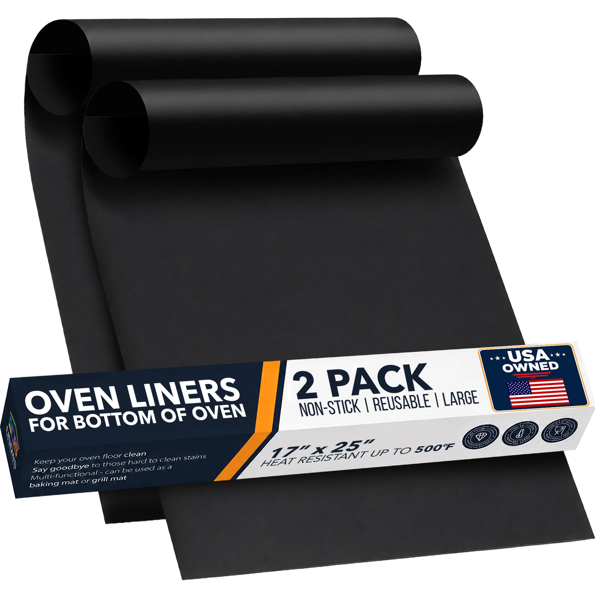 Oven Liners for Bottom of Oven - 2 Pack Large Heavy Duty Mats, 17”x25” Non-Stick