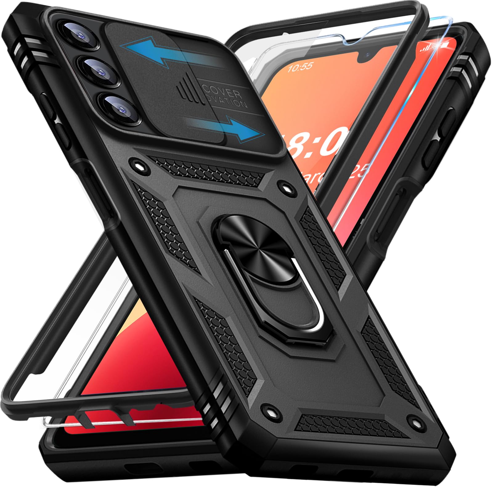 Giyer Cover for Samsung Galaxy A14 5G Case with Tempered Glass, Shockproof Milit