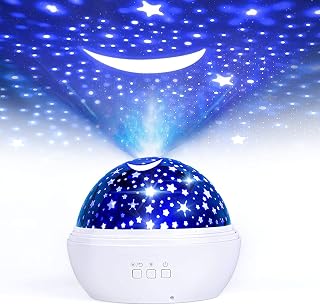 Children's Star Sky Projector, Baby Projector Night Light, 360 Rotating Remote Controlled Night Light, 8 Colours, Bedside Night Light Ornament, Ideal for Christmas and Birthday Gifts (White)