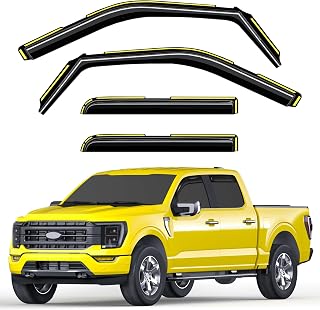 Window Visors Rain Guards for 2021-2026 Ford F150 SuperCrew Crew Cab | Deejecsun in-Channel Extra Durable Window Deflectors,Side Window Visors,Vent Shades,Vent Visor,Dark Smoke,Truck Accessories