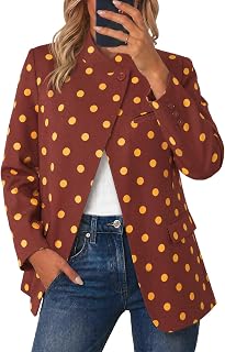 Cicy Bell Women Plaid Blazer Business Stand Collar Open Front Suit Jacket