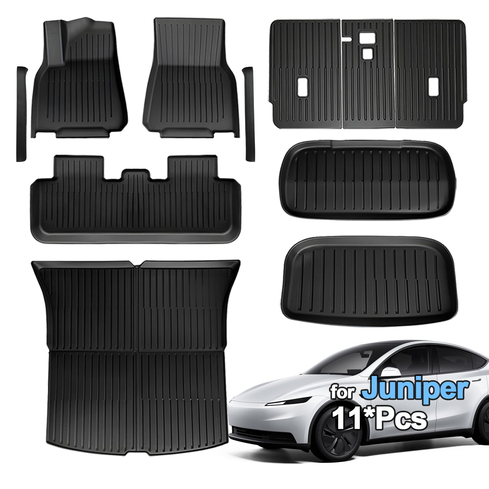 SUPER LINER Tesla Model Y Floor Mats 2025 2026 2027 11-Piece Set TPE | Custom Fi