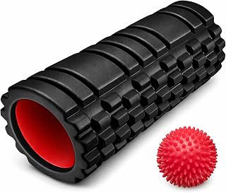 OVTSPO Foam Roller Massage Roller for Muscle Recovery, Red PP Core + Spiky Ball, Textured Back Roller for Home Gym Warm-Up & Cooldown, 13 x 5.5 in